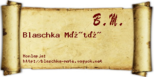 Blaschka Máté névjegykártya